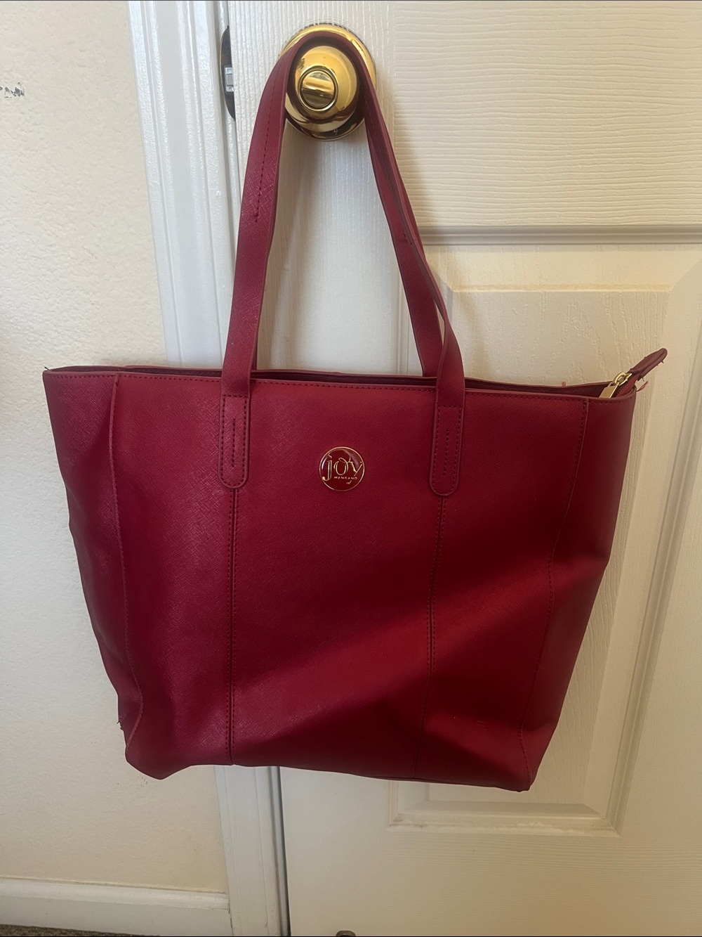 Joy Mangano Burgundy Tote with Gold Accent